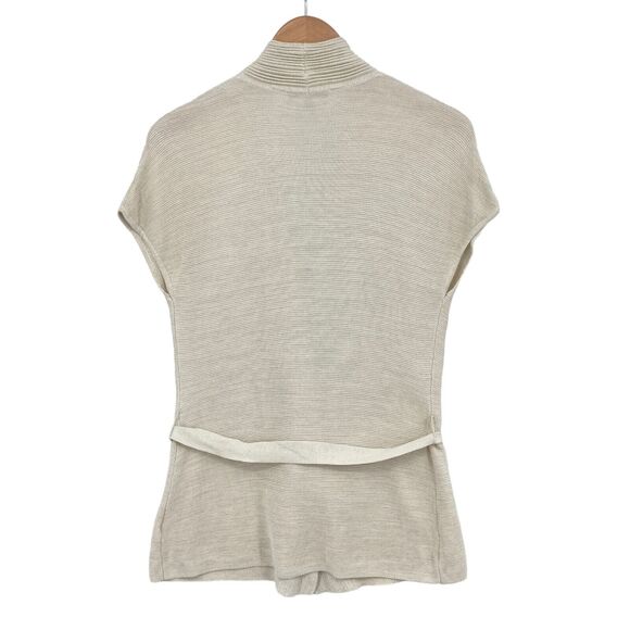 Classiques Entier Cardigan Sweater Womens Small Beige Silk Sleeveless Tie Front - Picture 2 of 14